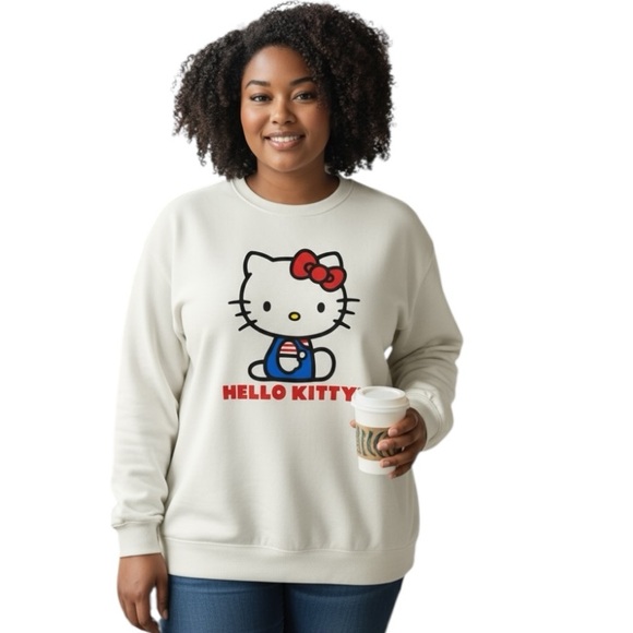 NWT Hello Kitty Women’s 2X Sweatshirt – Plus Size Comfy Oversized Pullover     T - Picture 1 of 14